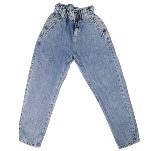 Rare Vintage ZARA Light Wash High Waisted Paperbag Waist Mom Jeans